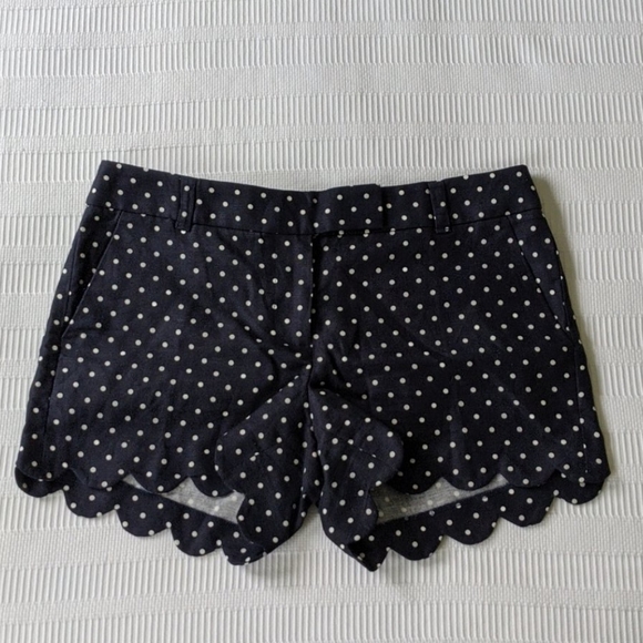 J. Crew Pants - J. Crew | Navy White Polka Dot Scalloped Shortd